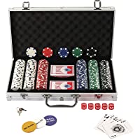 Display4top Juego de póquer con 300 Chips láser 12 Gramos núcleo de Metal- 2 Barajas de Cartas- Distribuidor- ciega…